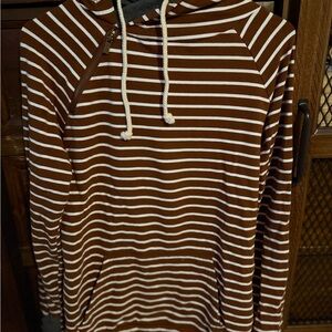 AMPERSAND AVE Brown and White Striped Hoodie